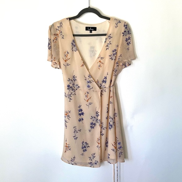 Lulus Fowler Floral Wrap Minidress in Blush Pink Size Small - Picture 7 of 15